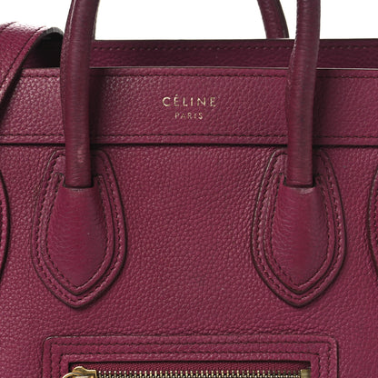 Celine Drummed Calfskin Nano Luggage Plum 6 of 11