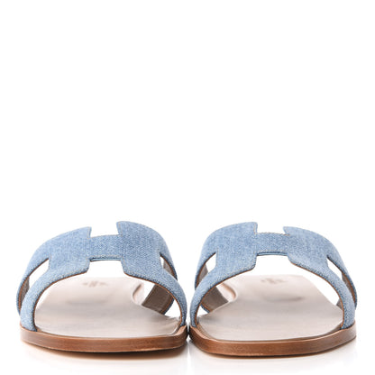 Hermes Denim Canvas Oran Sandals 40 Bleu Clair 3 of 16