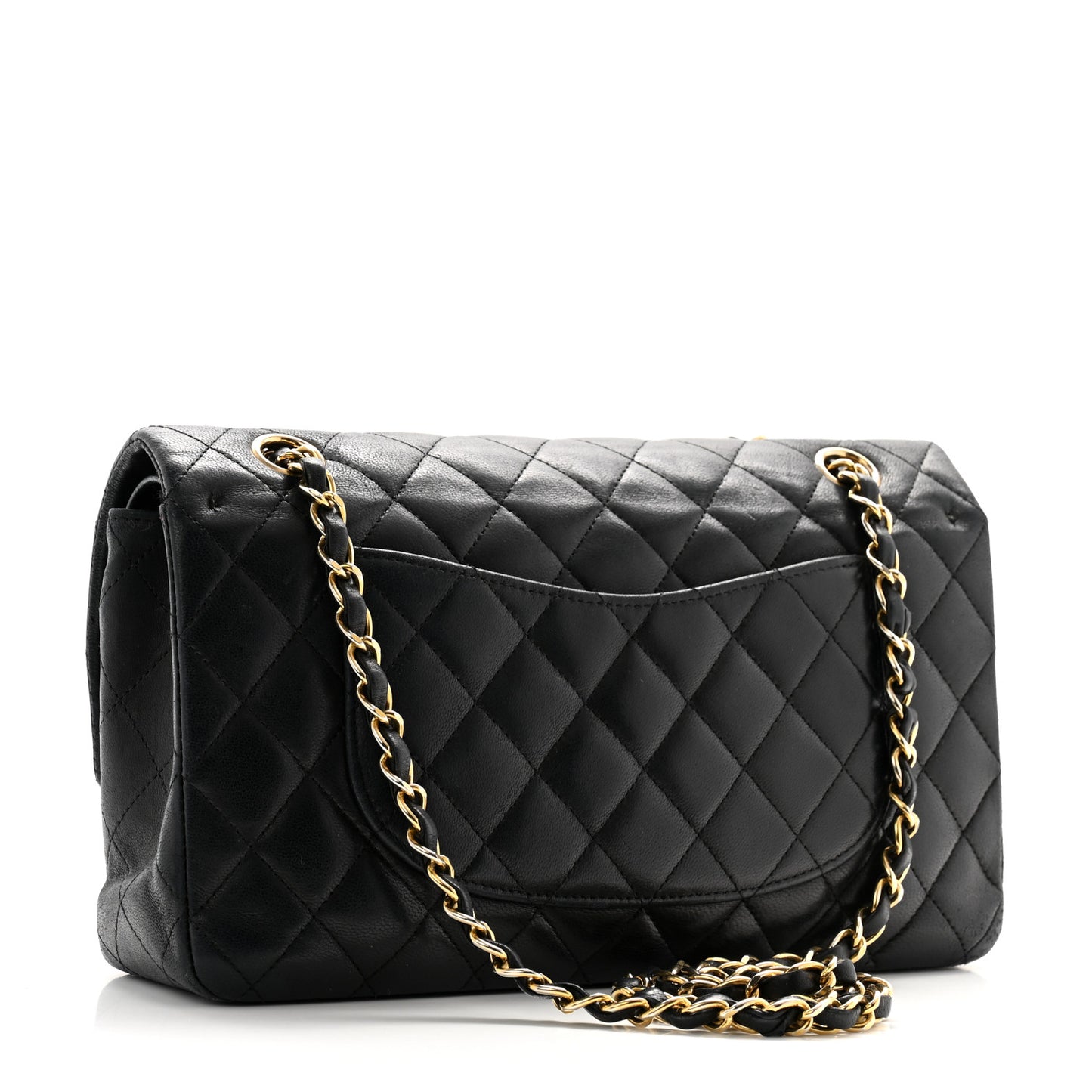 Lambskin Quilted Medium Double Flap Navy