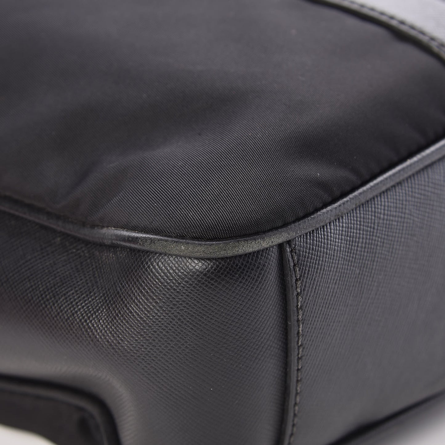 Tessuto Nylon Saffiano Metal Triangle Logo Work Bag Black
