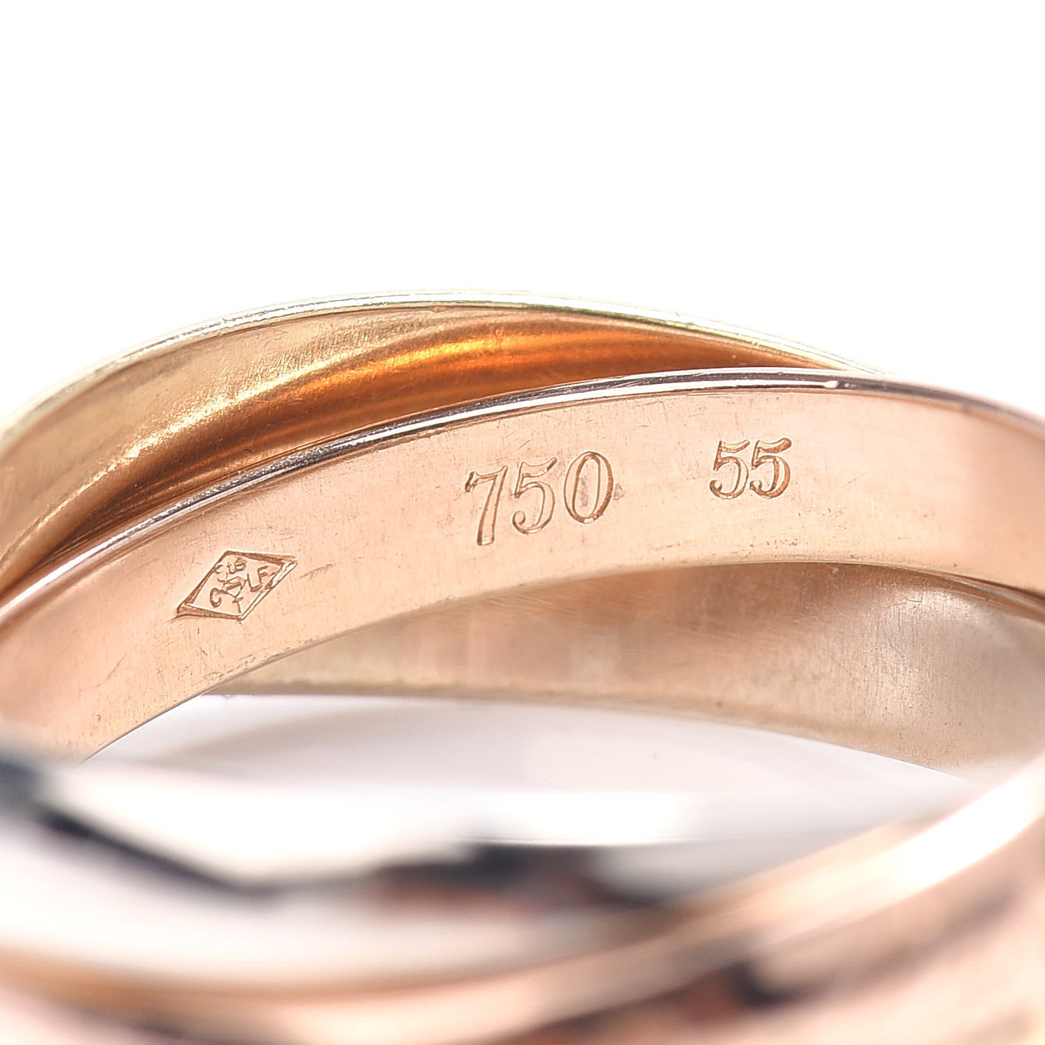 Cartier 18k Pink Yellow White Gold Les Must De Cartier Trinity Ring 55 7.25 4 of 4