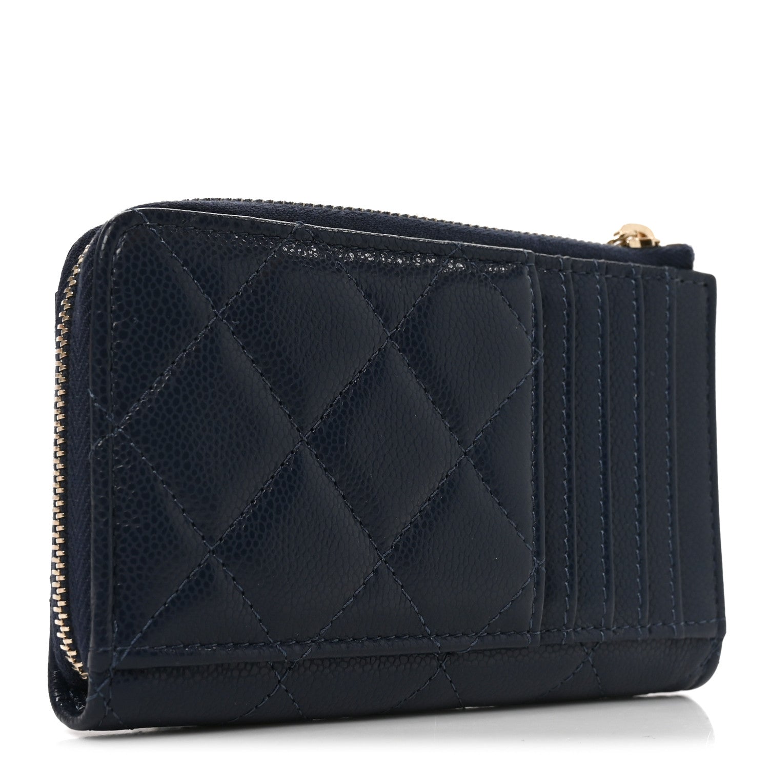 Chanel Caviar Quilted CC Zip Around Card Holder Navy 3 of 8