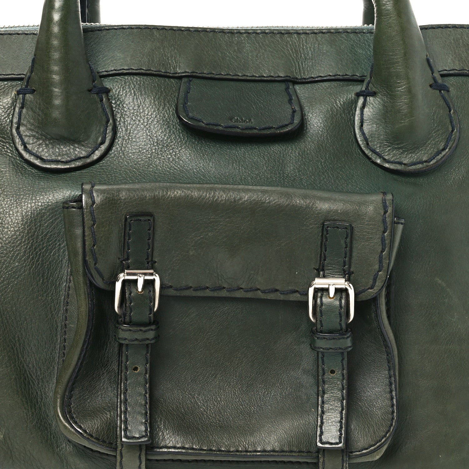 Chloe Shiny Tanned Calfskin Edith Satchel Deep Khaki 7 of 10