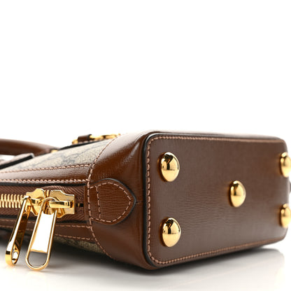 Gucci GG Supreme Monogram Azalea Calfskin Mini Horsebit 1955 Top Handle Bag Beige Ebony Brown Sugar 8 of 9