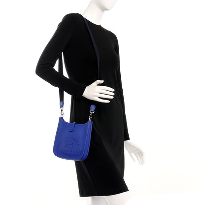 Hermes Taurillon Clemence Amazone Evelyne TPM Bleu Electrique Black 2 of 8