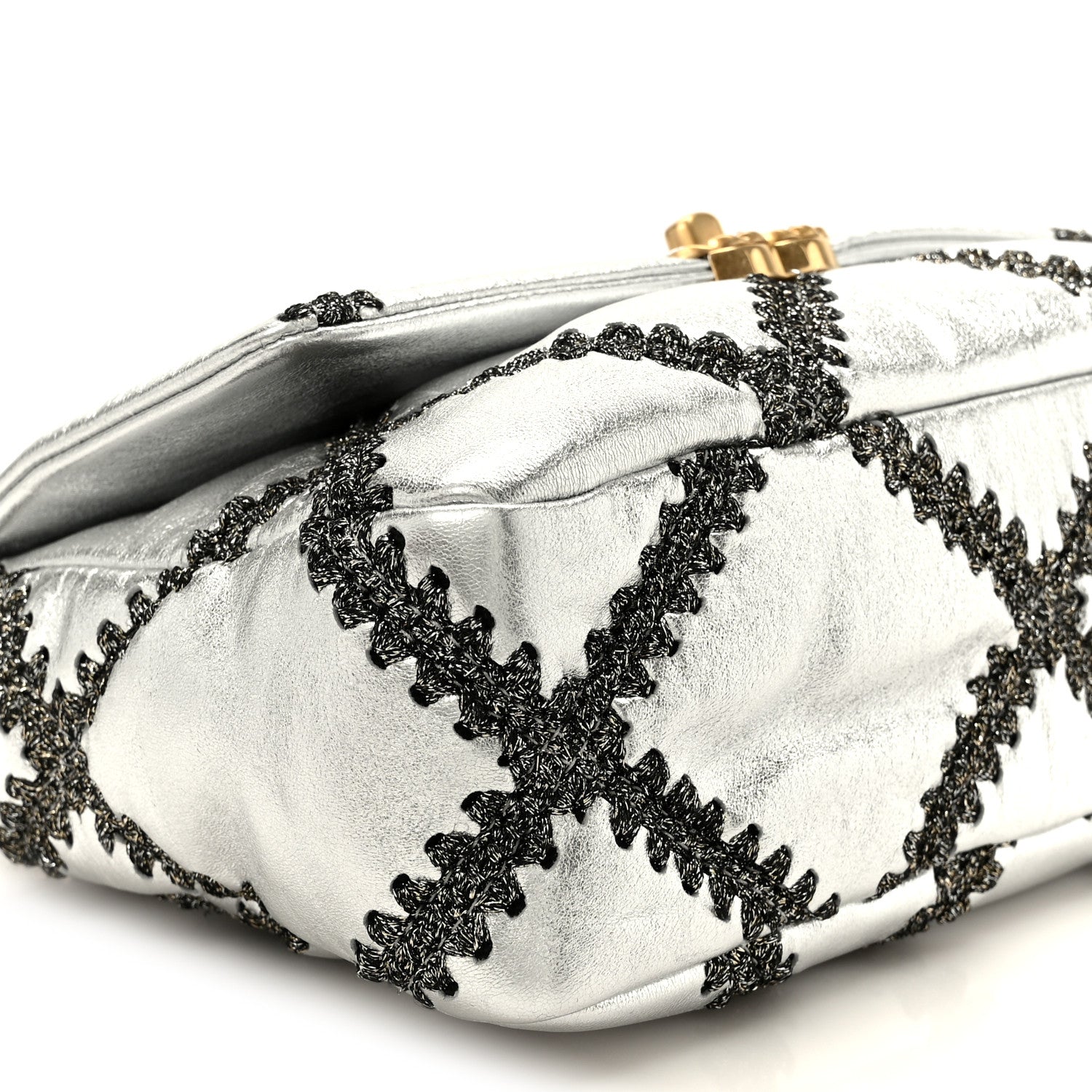 Chanel Metallic Calfskin Crochet Medium Chanel 19 Flap Silver 9 of 10