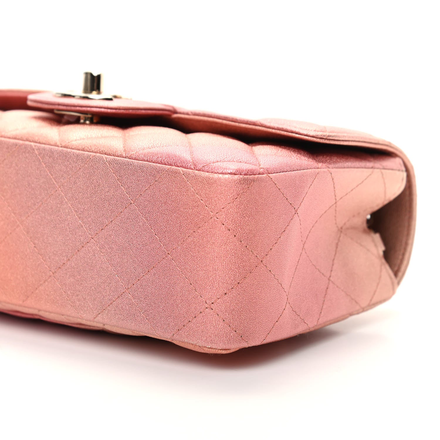 Chanel Metallic Lambskin Quilted Ombre Mini Rectangular Flap Pink 9 of 9