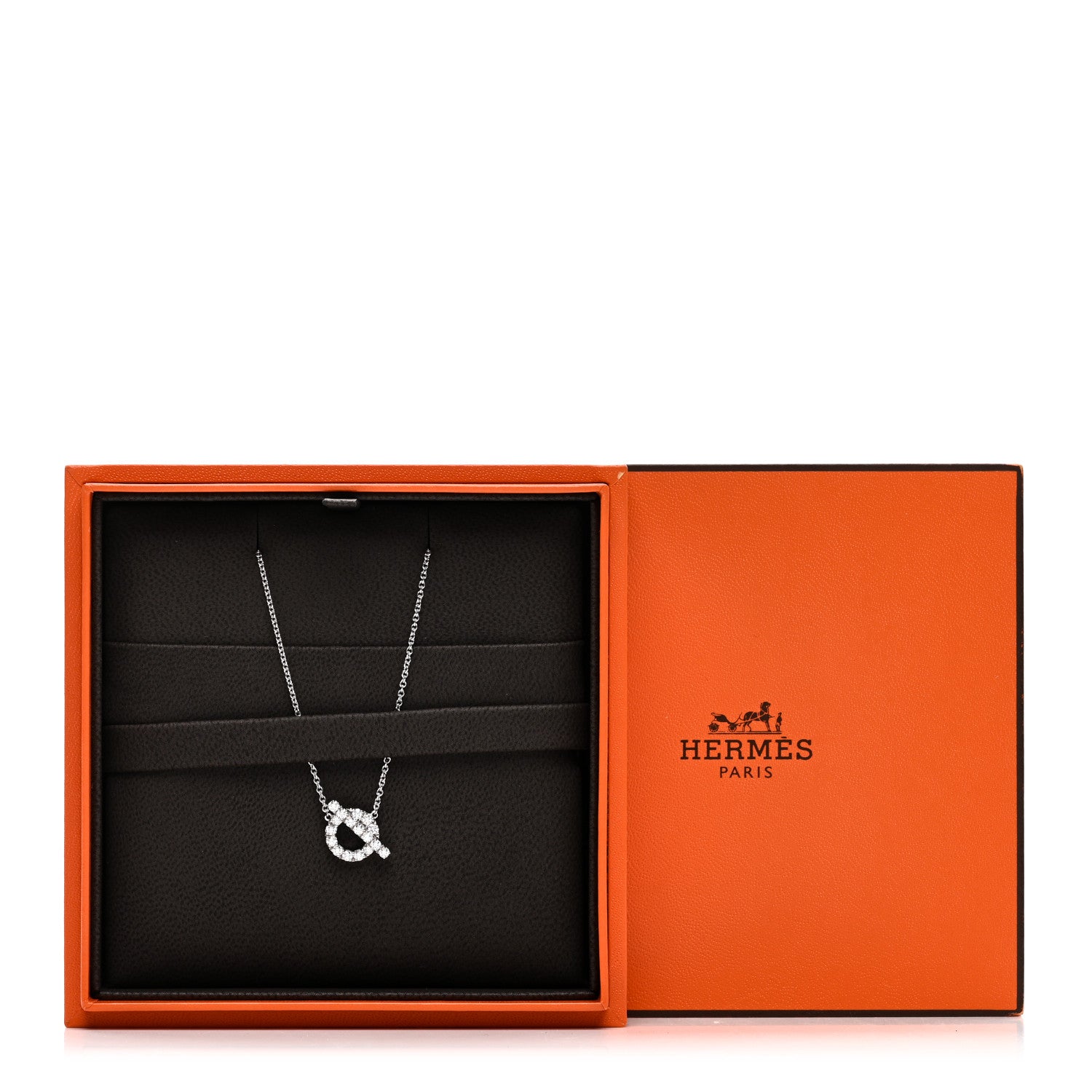 Hermes 18K White Gold Diamond Finesse Pendant Necklace 6 of 6