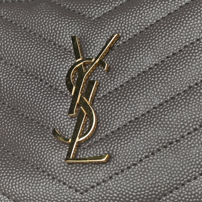 Saint Laurent Grain De Poudre Matelasse Chevron Monogram Compact Zip Around Wallet Fog 8 of 12