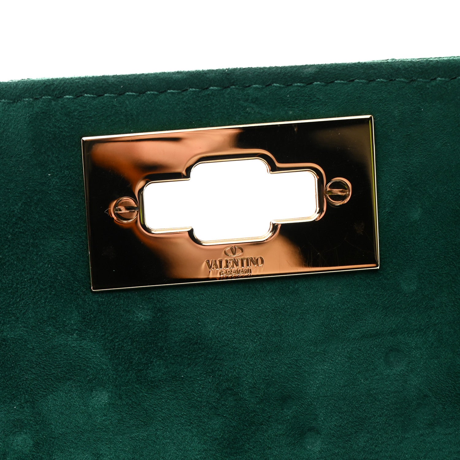 Valentino Garavani Crystal Suede Enamel Medium Roman Stud Shoulder Bag Green 11 of 11