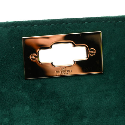 Valentino Garavani Crystal Suede Enamel Medium Roman Stud Shoulder Bag Green 11 of 11