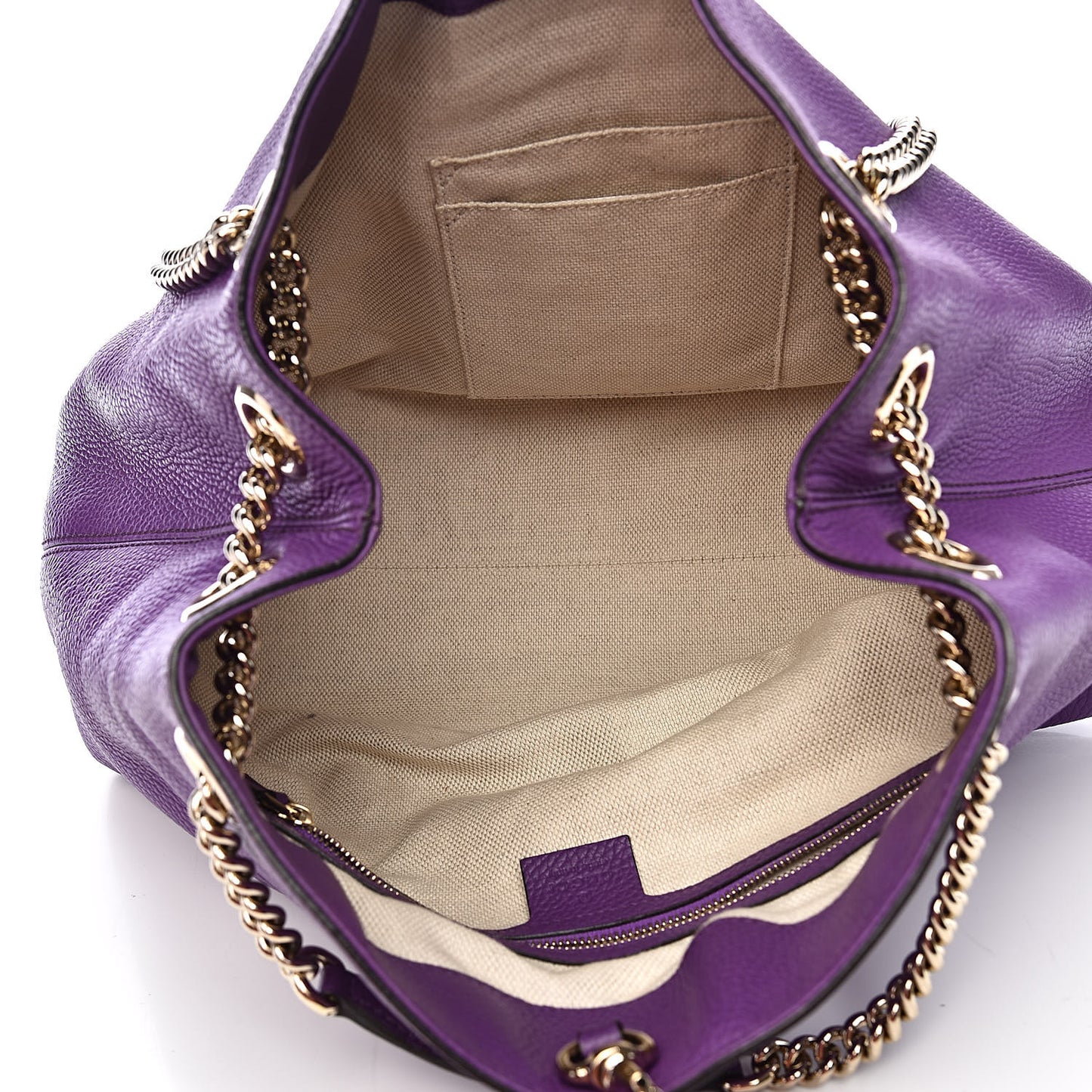 Pebbled Calfskin Medium Soho Chain Shoulder Bag Shine Purple