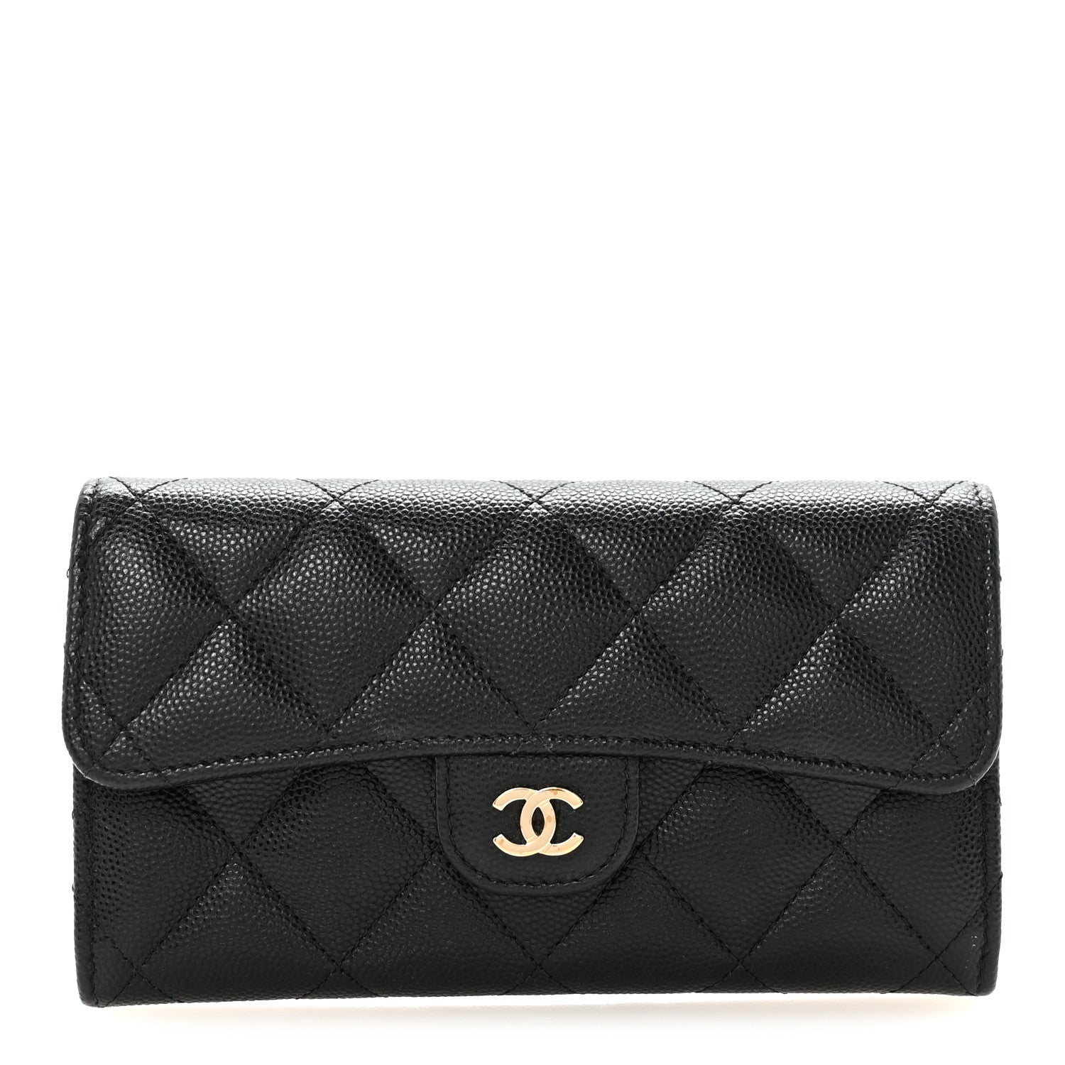 Chanel Caviar Quilted Medium Gusset Flap Wallet Black 1 of 9