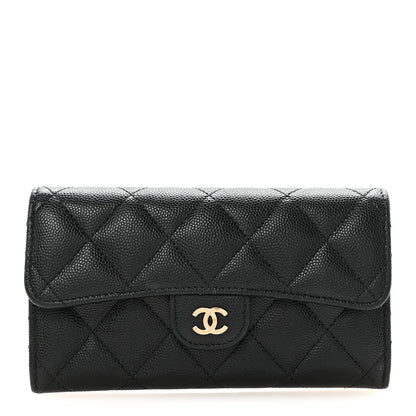 Chanel Caviar Quilted Medium Gusset Flap Wallet Black 1 of 9
