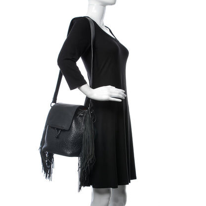 Christian Louboutin Pebbled Calfskin Fringe Lucky L Convertible Backpack Black 3 of 15