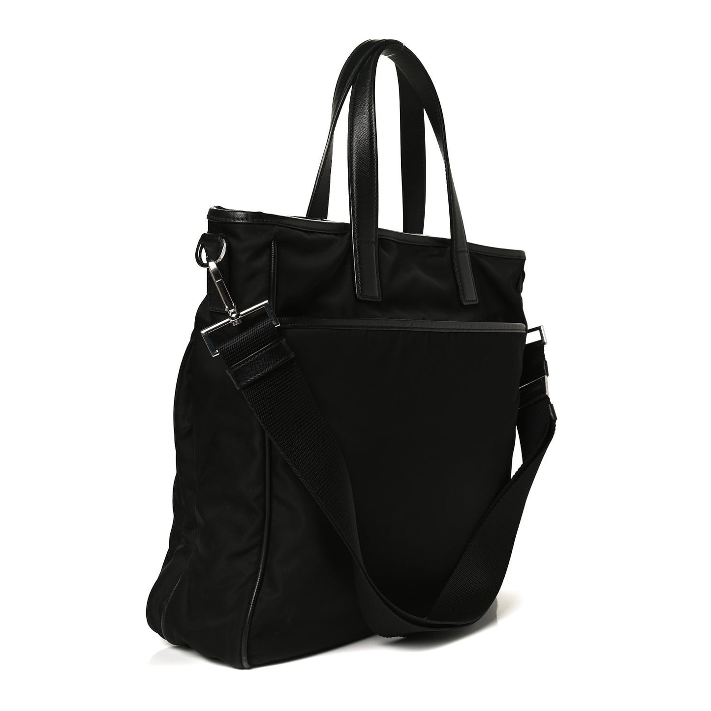 Tessuto Nylon Saffiano Shopping Tote Black