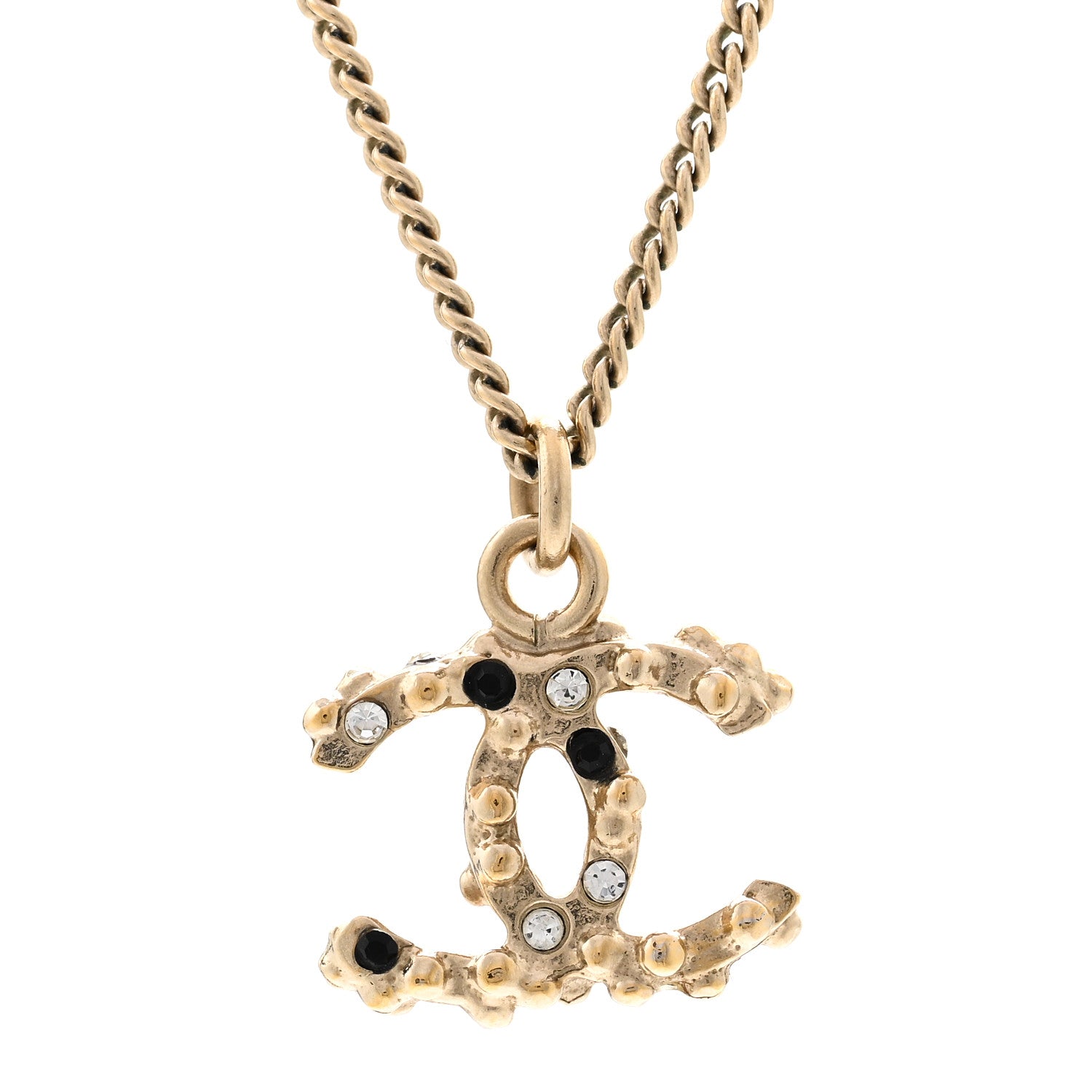 Chanel Crystal Beaded CC Necklace Gold Black 4 of 5