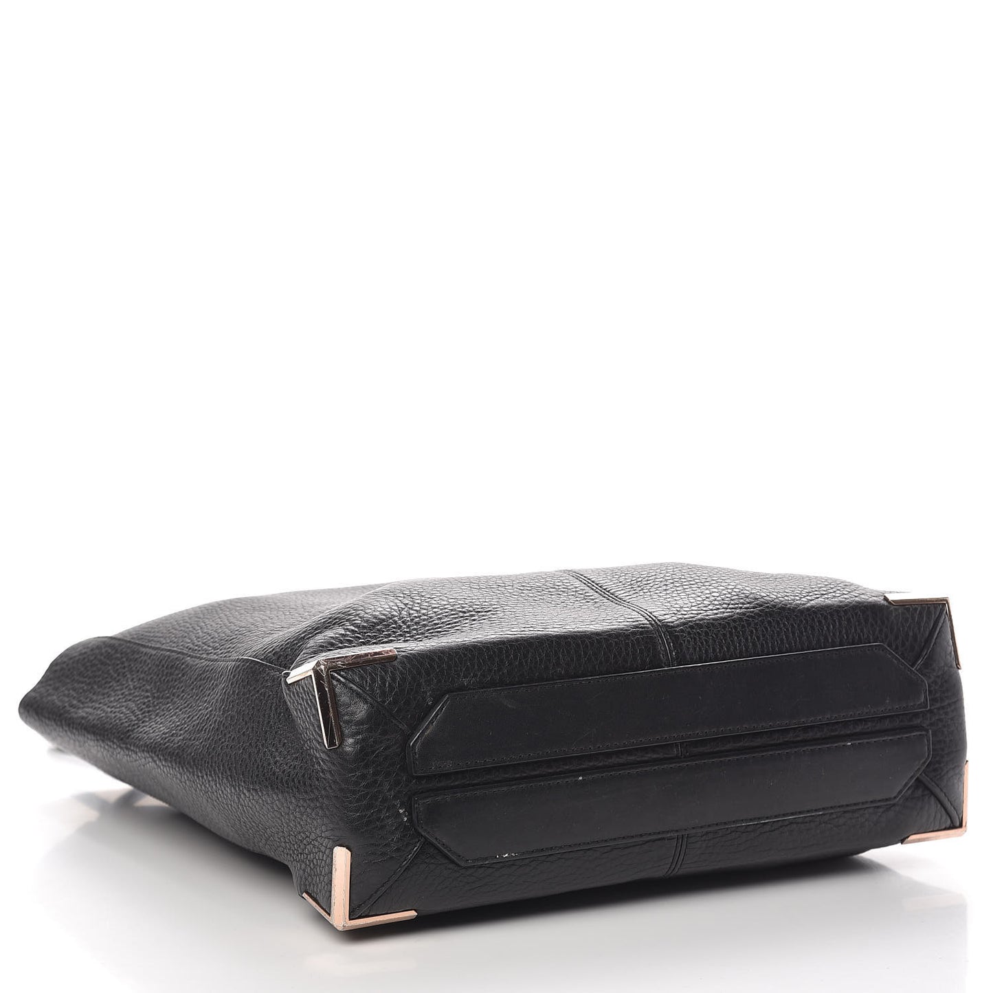 Pebbled Calfskin Large Prisma Skeletal Tote Black Rose Gold Hardware
