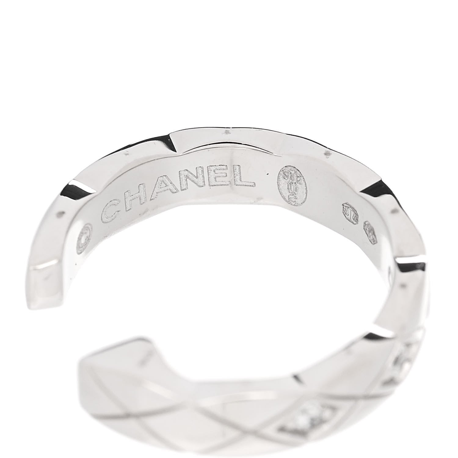 Chanel 18K White Gold Diamond Coco Crush Single Ear Cuff Earring 3 of 4