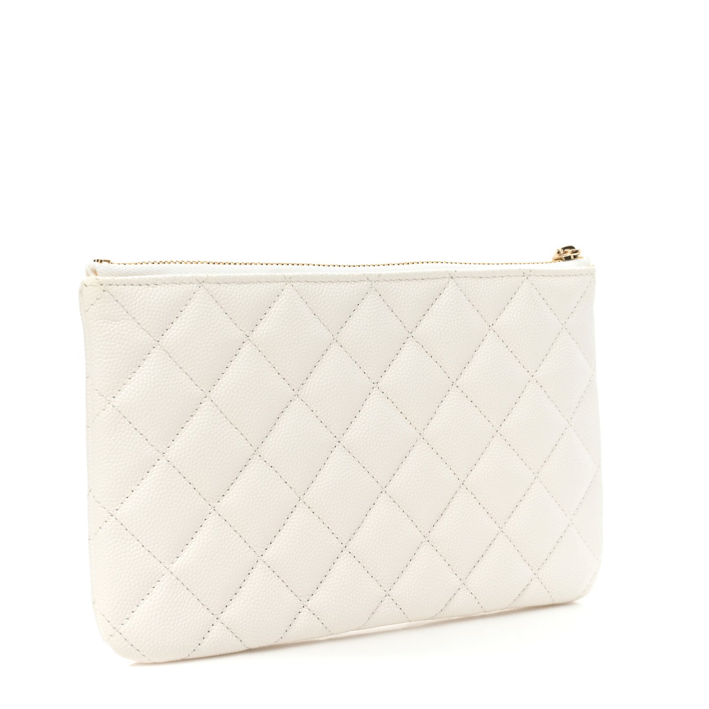 Caviar Quilted Cosmetic Case White