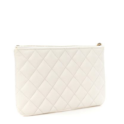 Chanel Caviar Quilted Cosmetic Case White 3 of 10