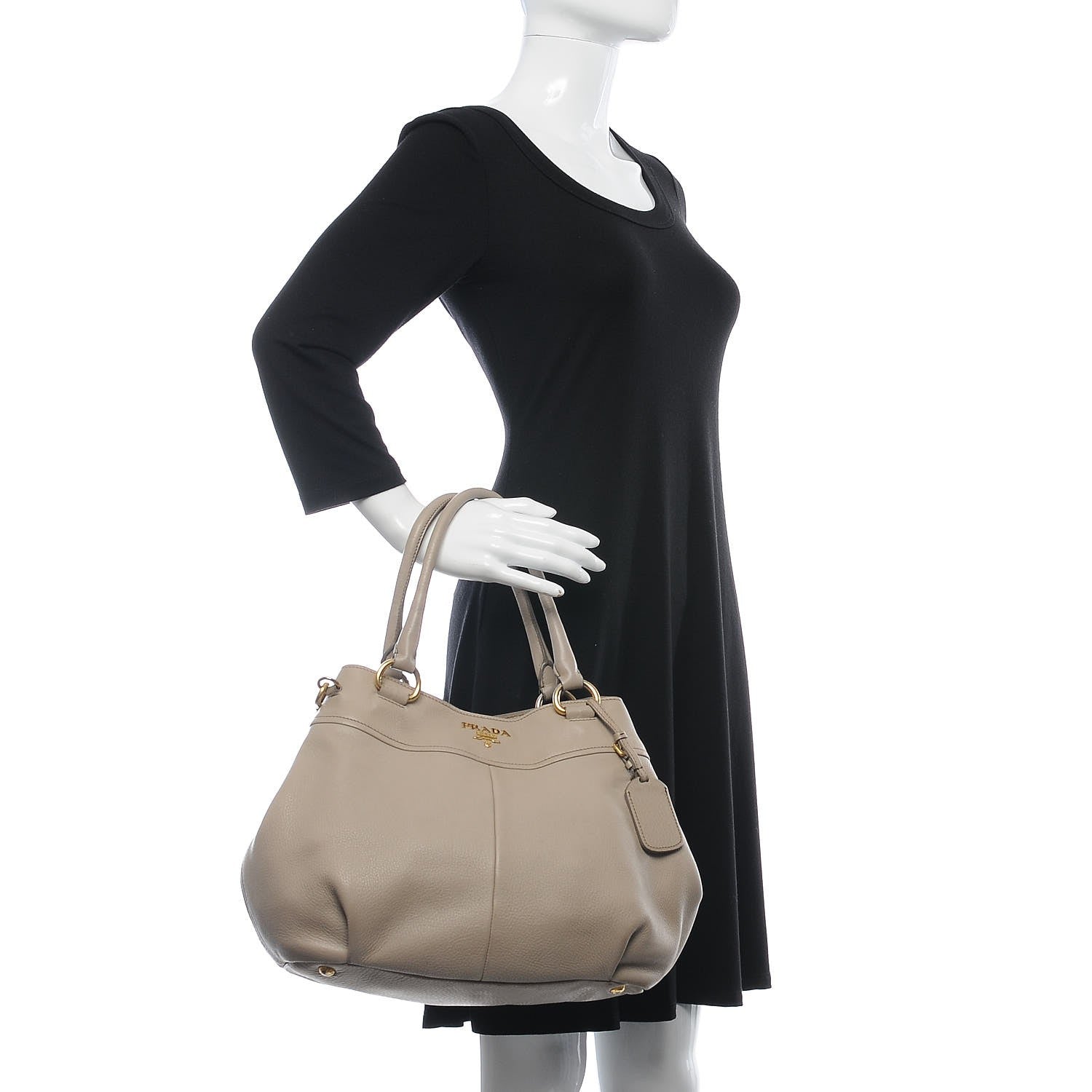 Prada Vitello Daino Shoulder Bag Grey 3 of 21