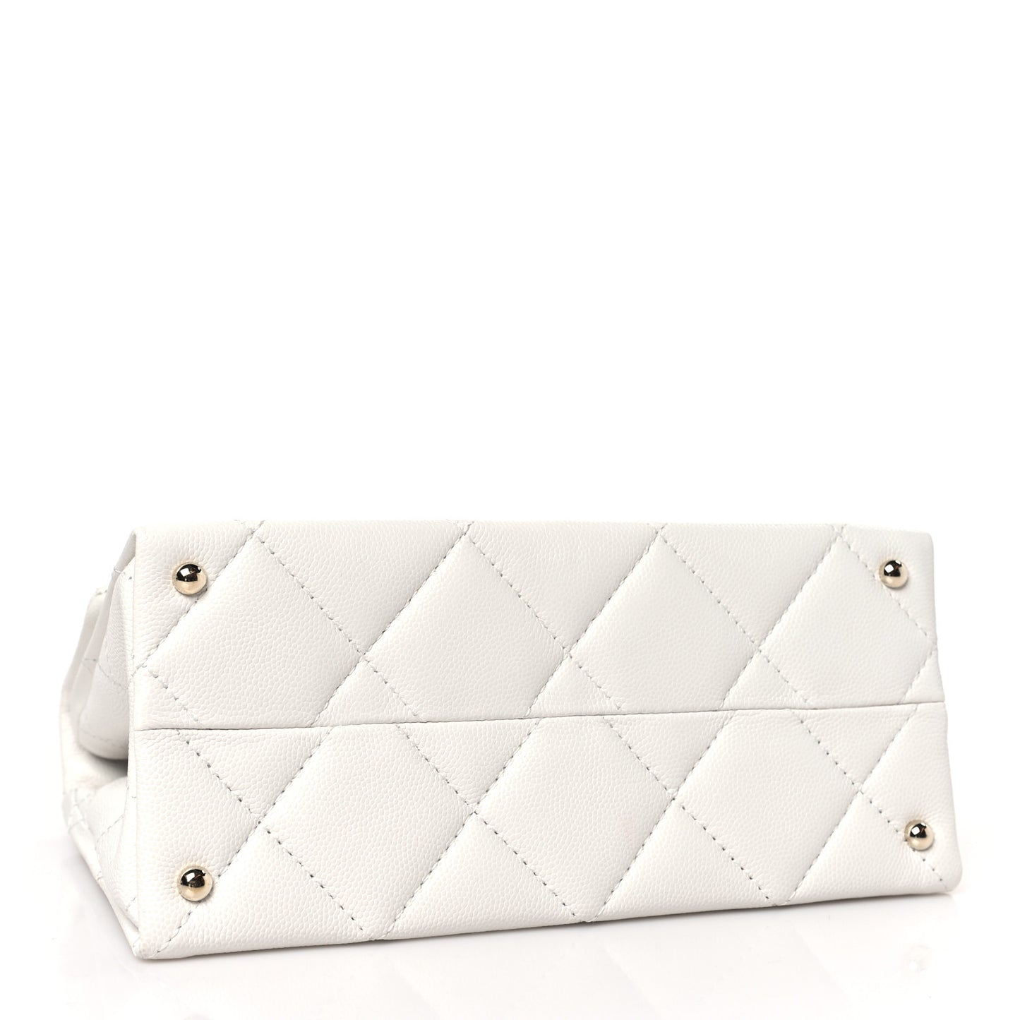 Caviar Quilted Mini Retro Twist Top Handle Flap White