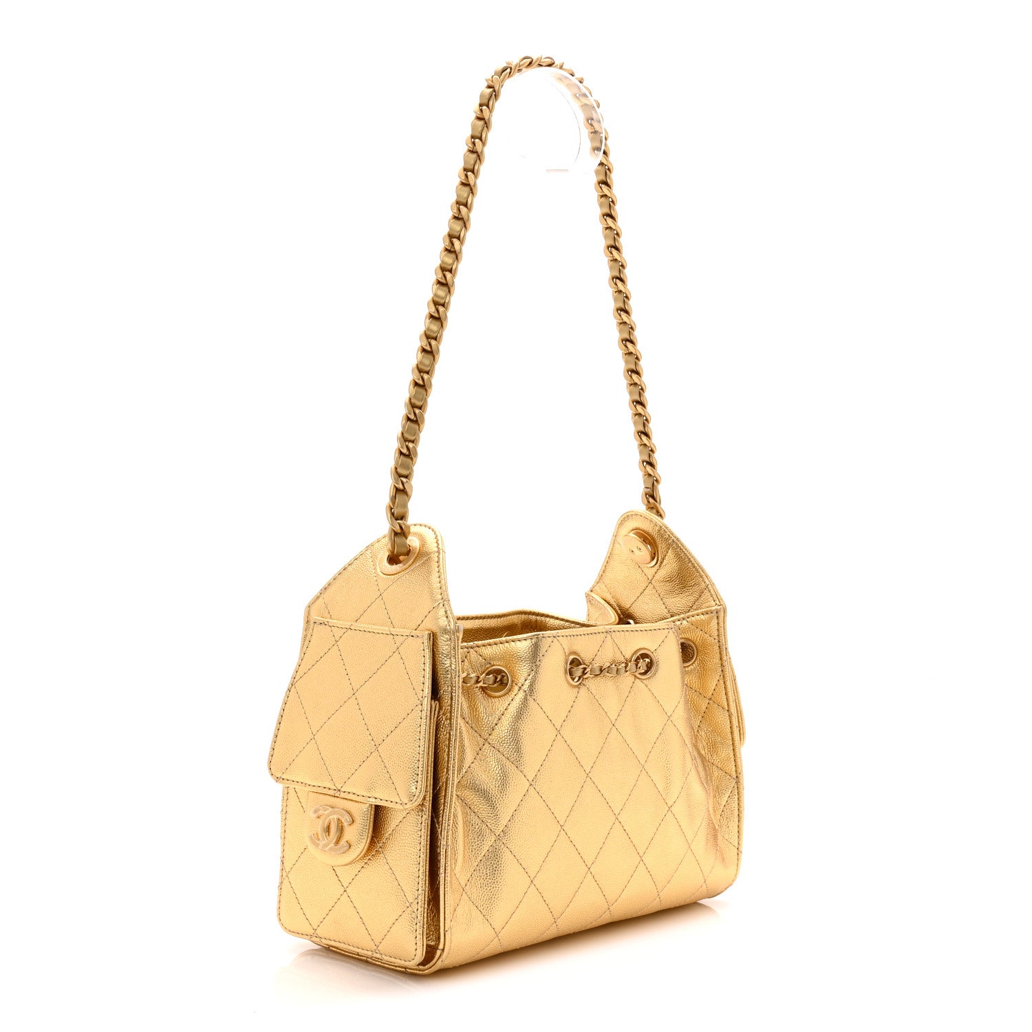 Chanel Metallic Caviar Quilted Mini Chanel 25 Handbag Gold 3 of 12
