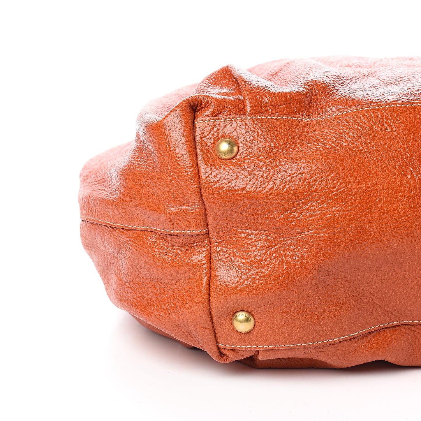 Vitello Shine Chain Top Handle Tote Papaya