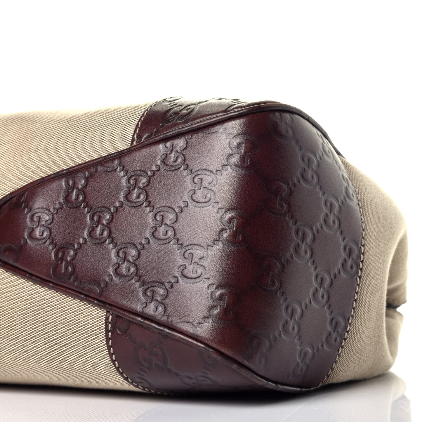 Canvas Guccissima Wooden Handle Shoulder Bag Brown