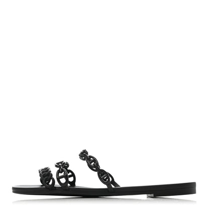 Hermes Rubber Chaine d'Ancre Nude Sandals 39 Black 1 of 8