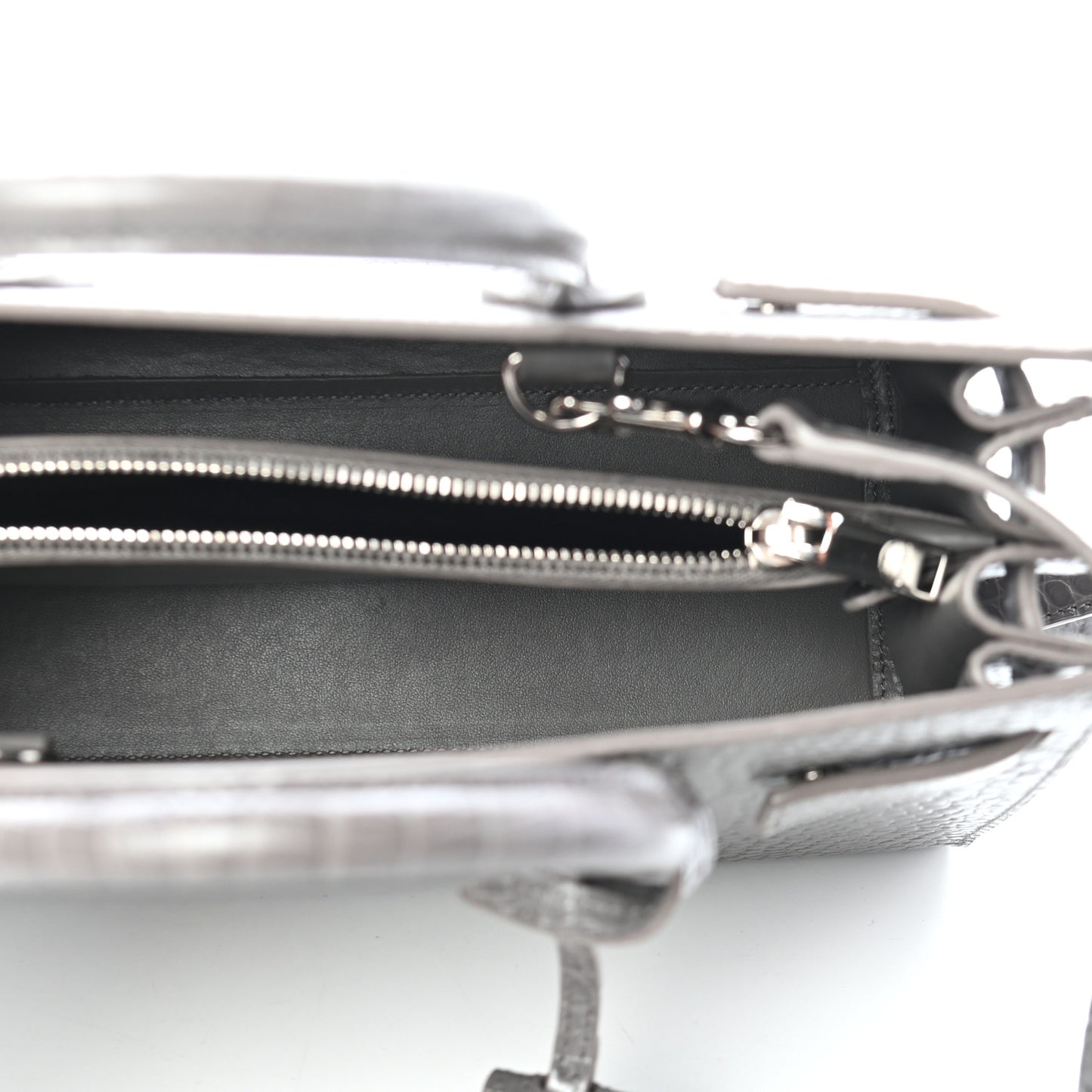 Calfskin Crocodile Embossed Baby Sac De Jour Fog