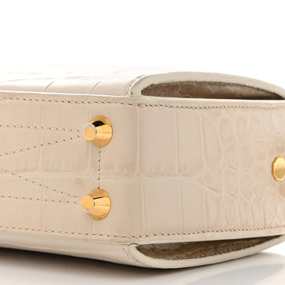 Alexander McQueen Calfskin Crocodile Embossed Box Shoulder Bag 16 Cream 10 of 11