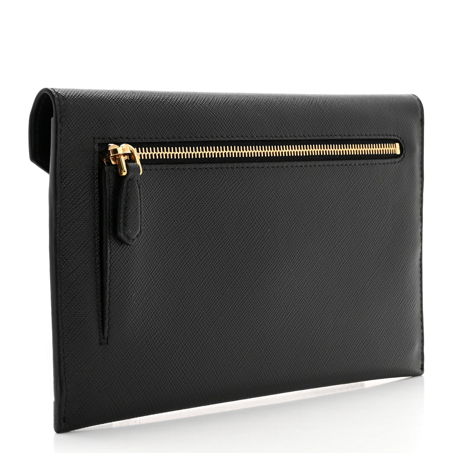 Saffiano City Calfskin Envelope Wallet Black