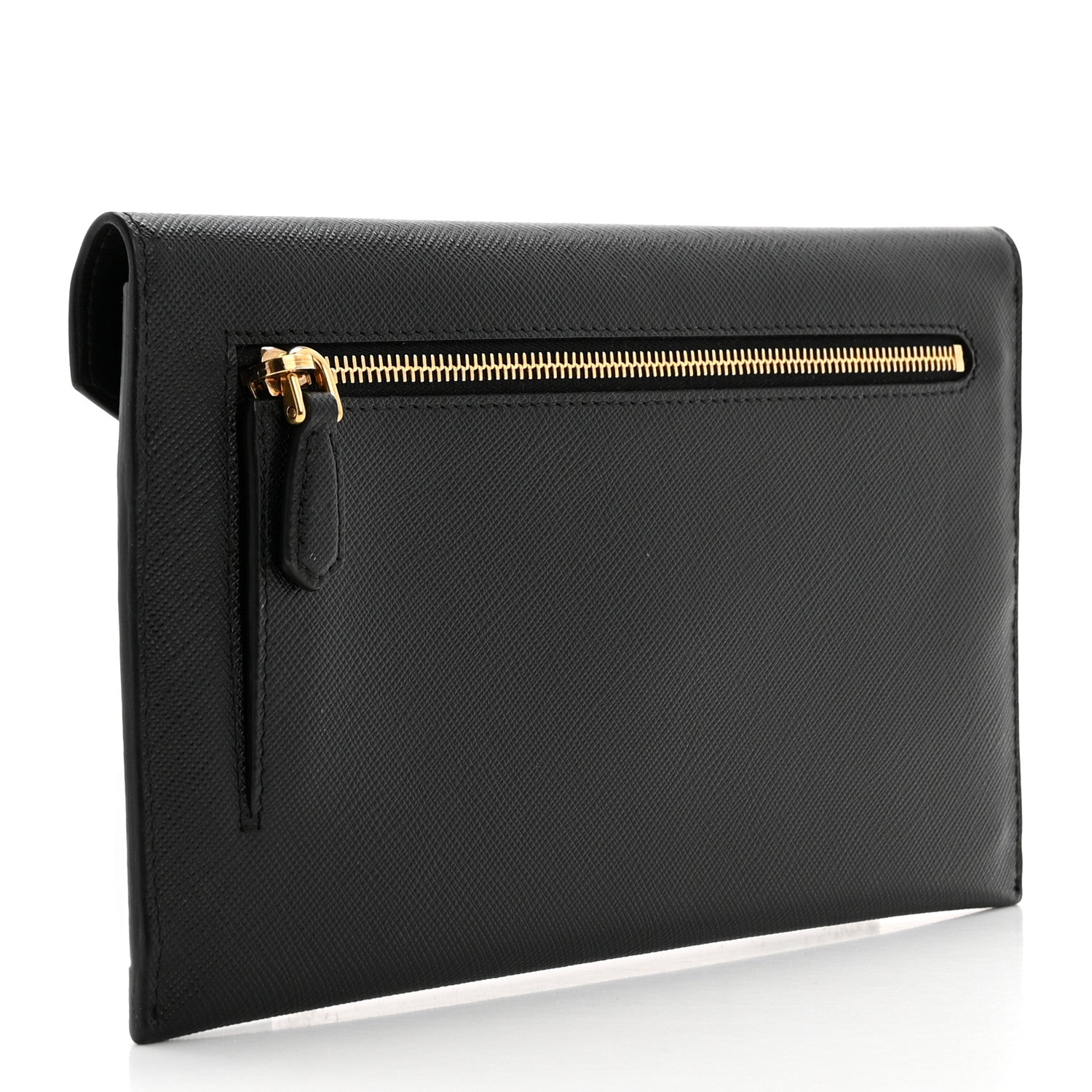 Prada Saffiano City Calfskin Envelope Wallet Black 3 of 9