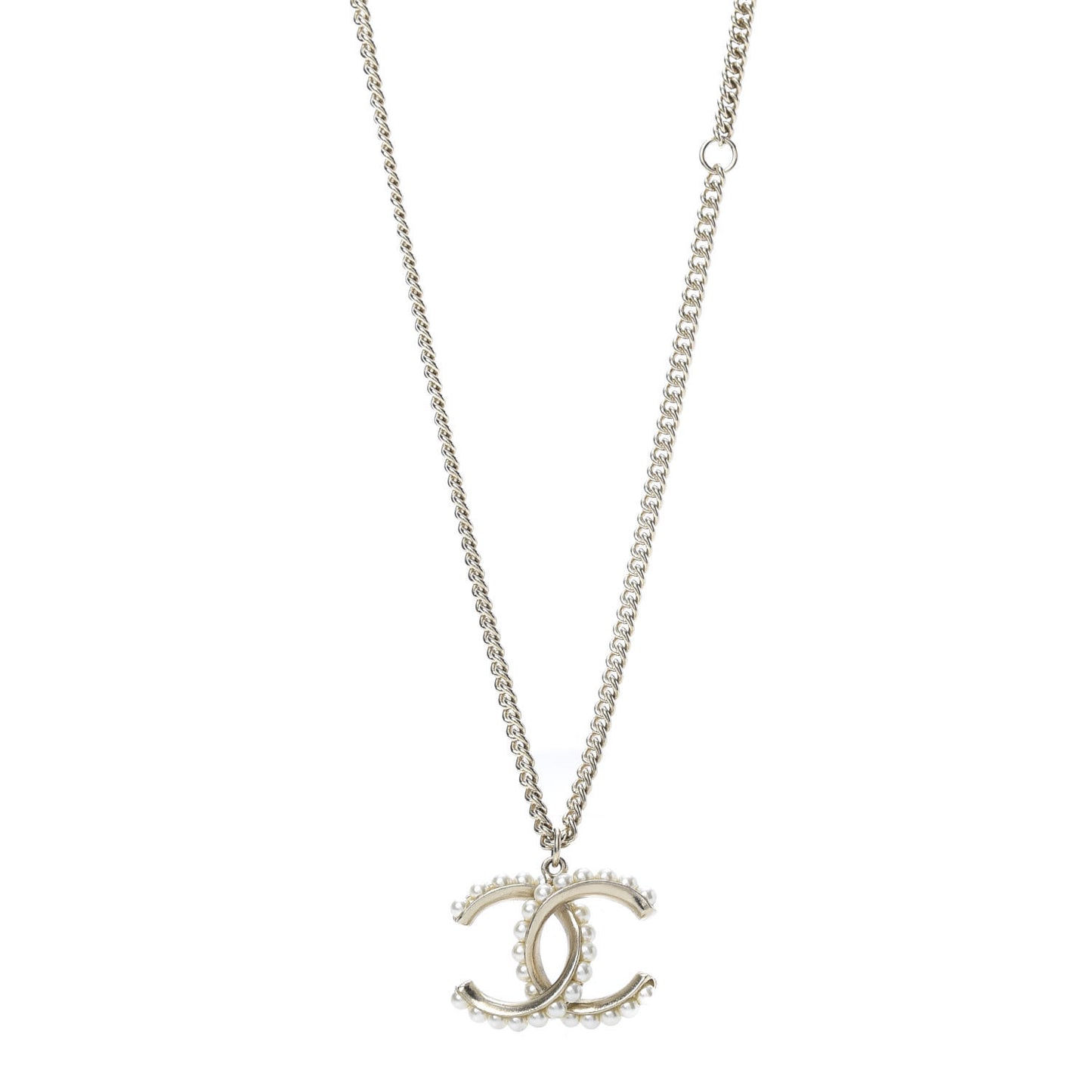 Pearl Twisted CC Pendant Necklace Gold
