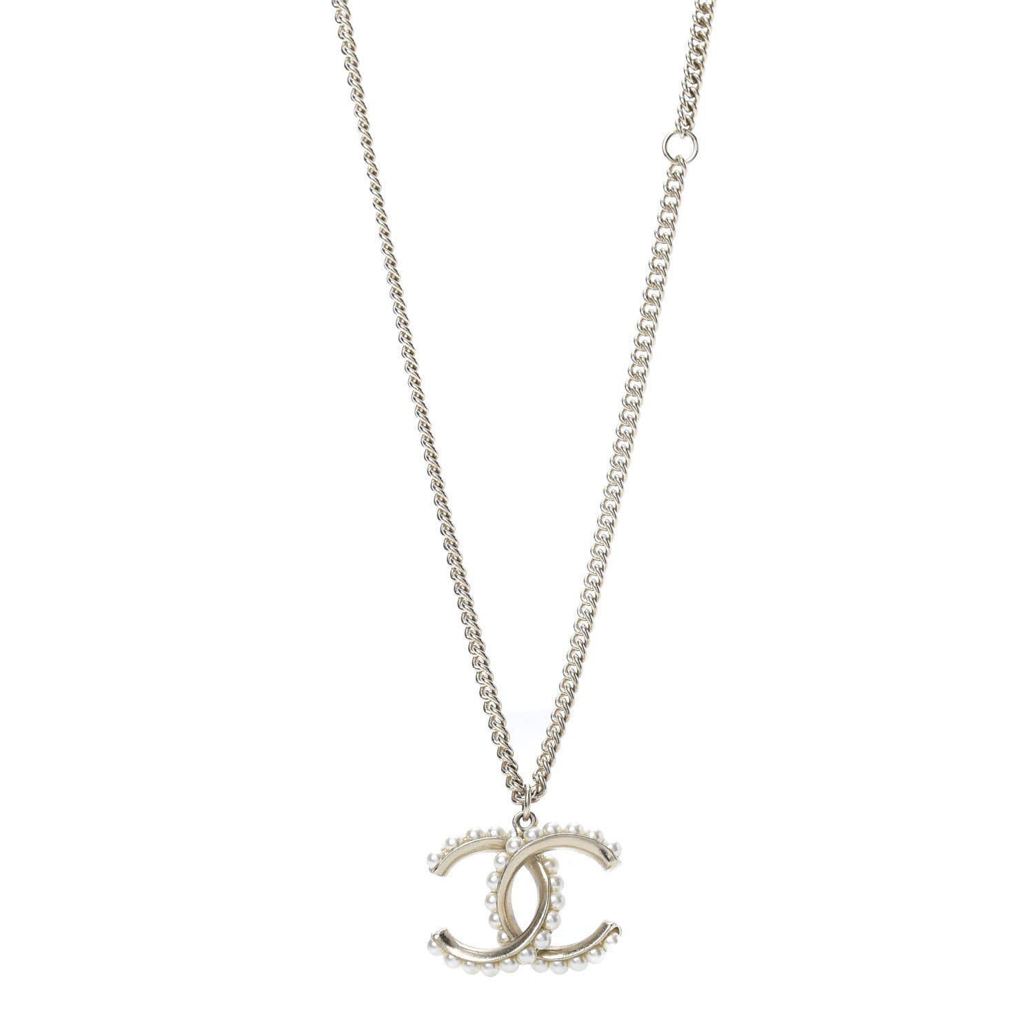Chanel Pearl Twisted CC Pendant Necklace Gold 1 of 5