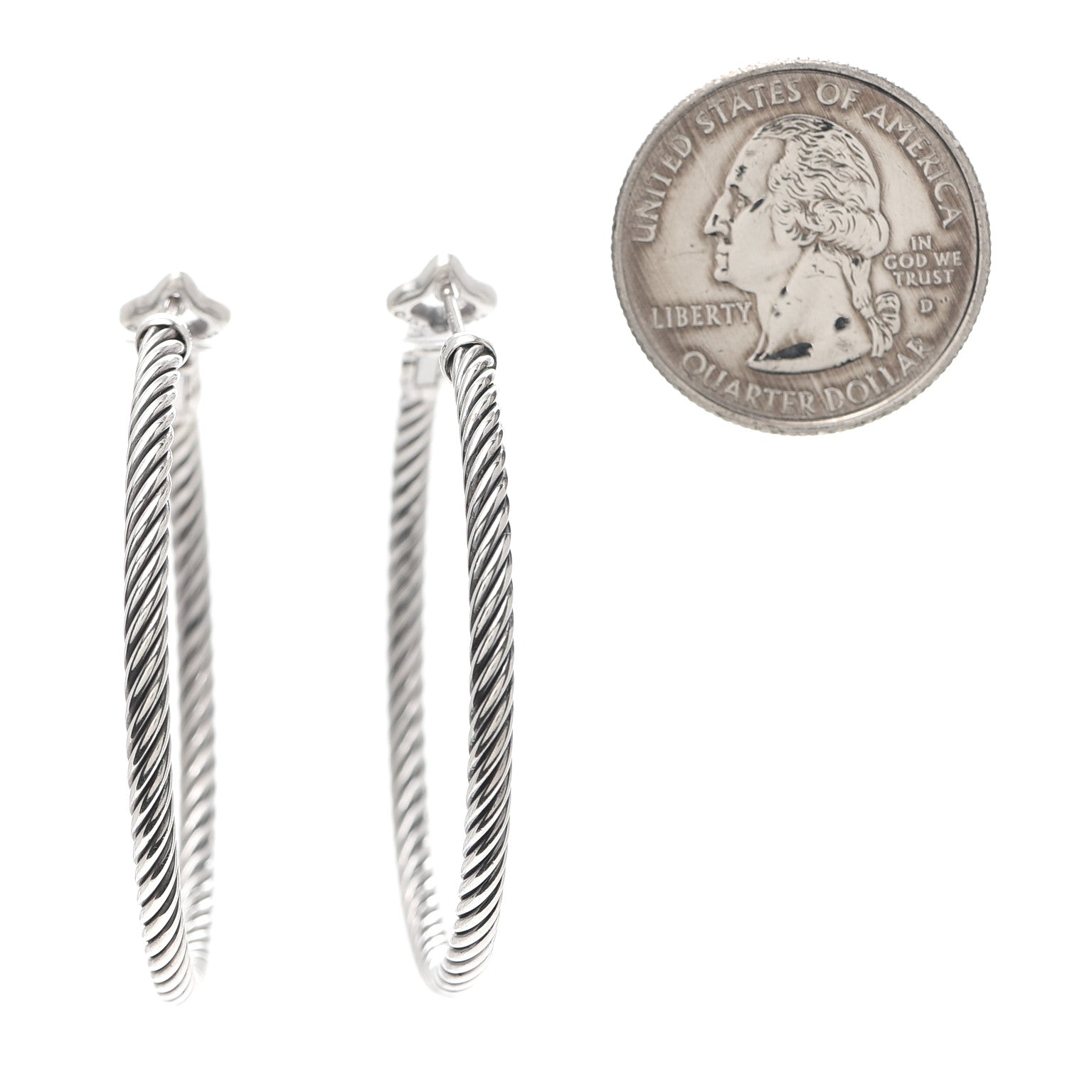 David Yurman Sterling Silver Medium Cable Classics Hoop Earrings 2 of 4