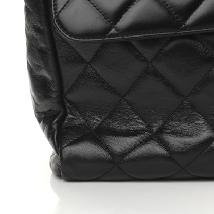 Chanel Glazed Calfskin Quilted Large CC Delivery Tote Black 15 of 16