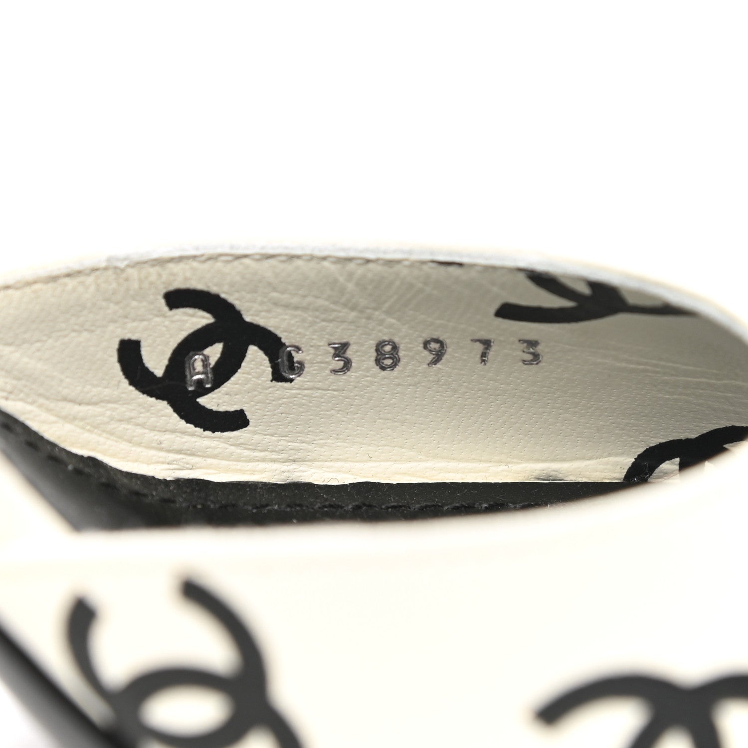 Chanel Printed Lambskin CC Sandals 36 White Black 8 of 10