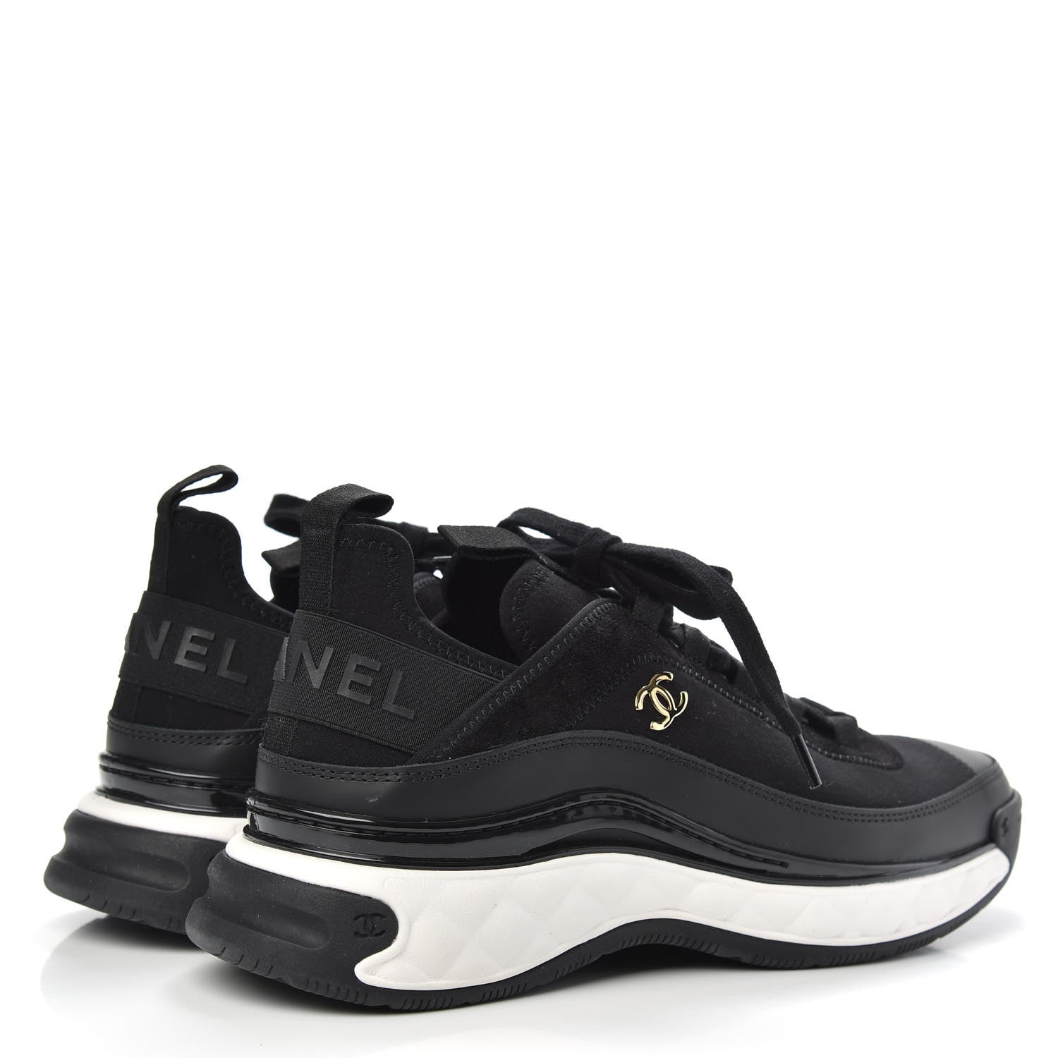 Chanel Velvet Calfskin Mixed Fibers CC Sneakers 39.5 Black 4 of 9