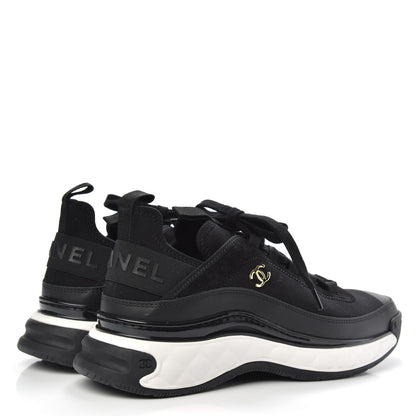 Chanel Velvet Calfskin Mixed Fibers CC Sneakers 39.5 Black 4 of 9