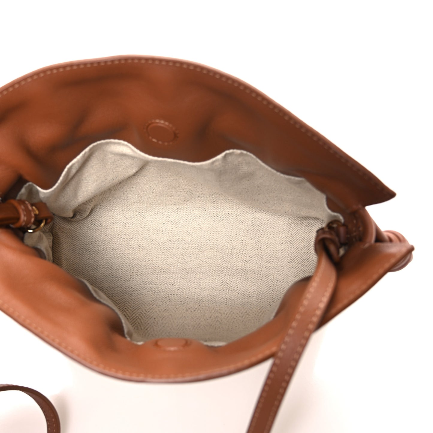 Jacquard Anagram Calfskin Mini Flamenco Knot Clutch Tan Pecan
