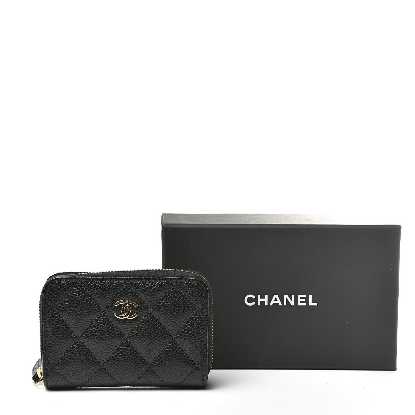 Caviar Quilted Zip Coin Purse Black