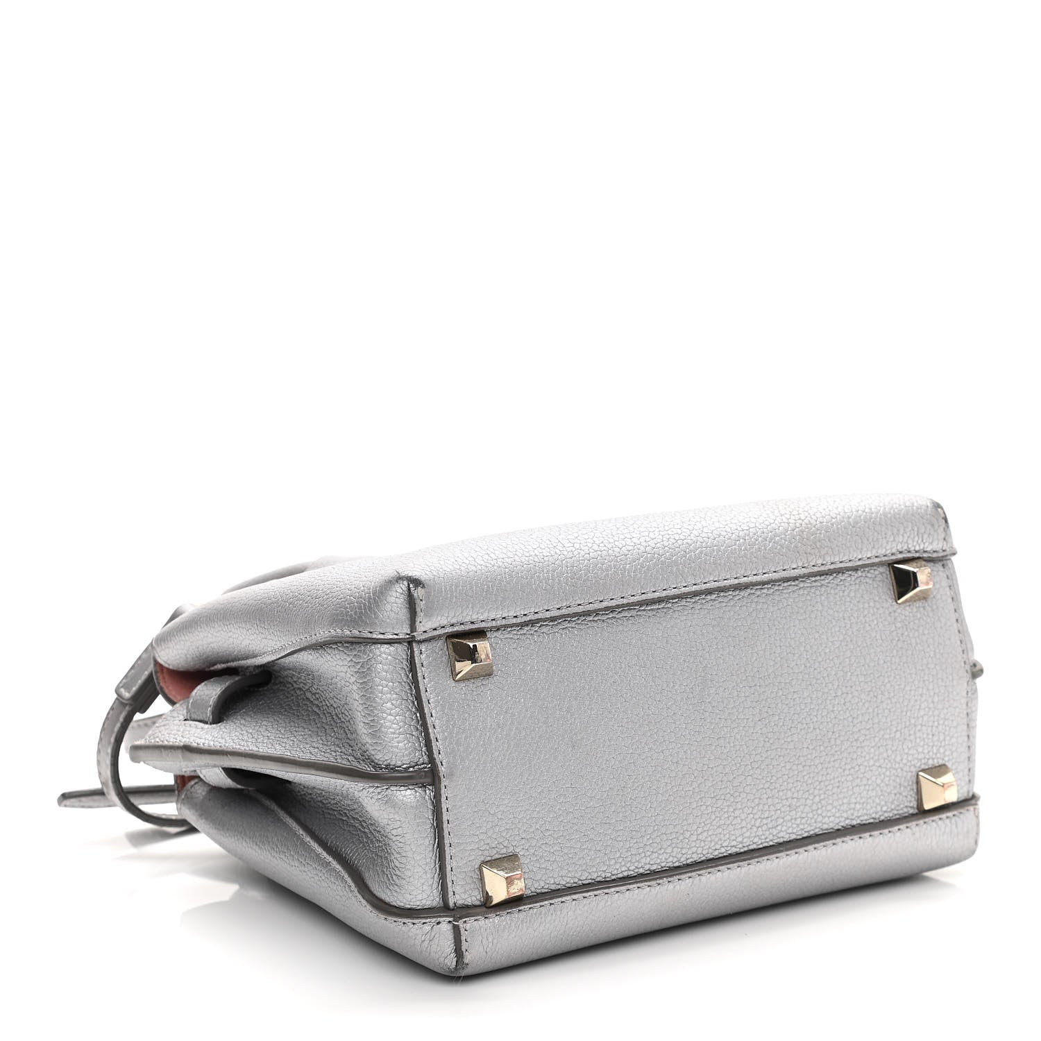 MCM Metallic Grained Calfskin Mini Milla Tote Spike Silver 4 of 11