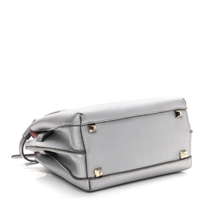MCM Metallic Grained Calfskin Mini Milla Tote Spike Silver 4 of 11