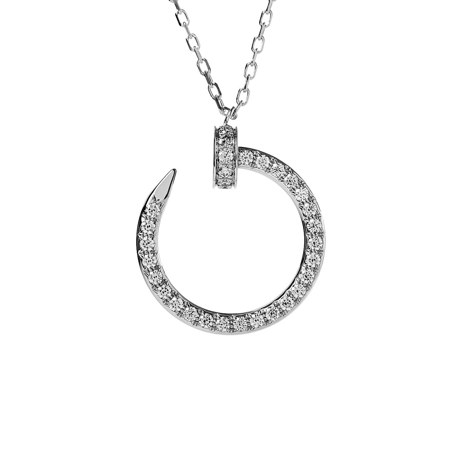 Cartier 18K White Gold Diamond Juste Un Clou Paved Pendant Necklace 4 of 6