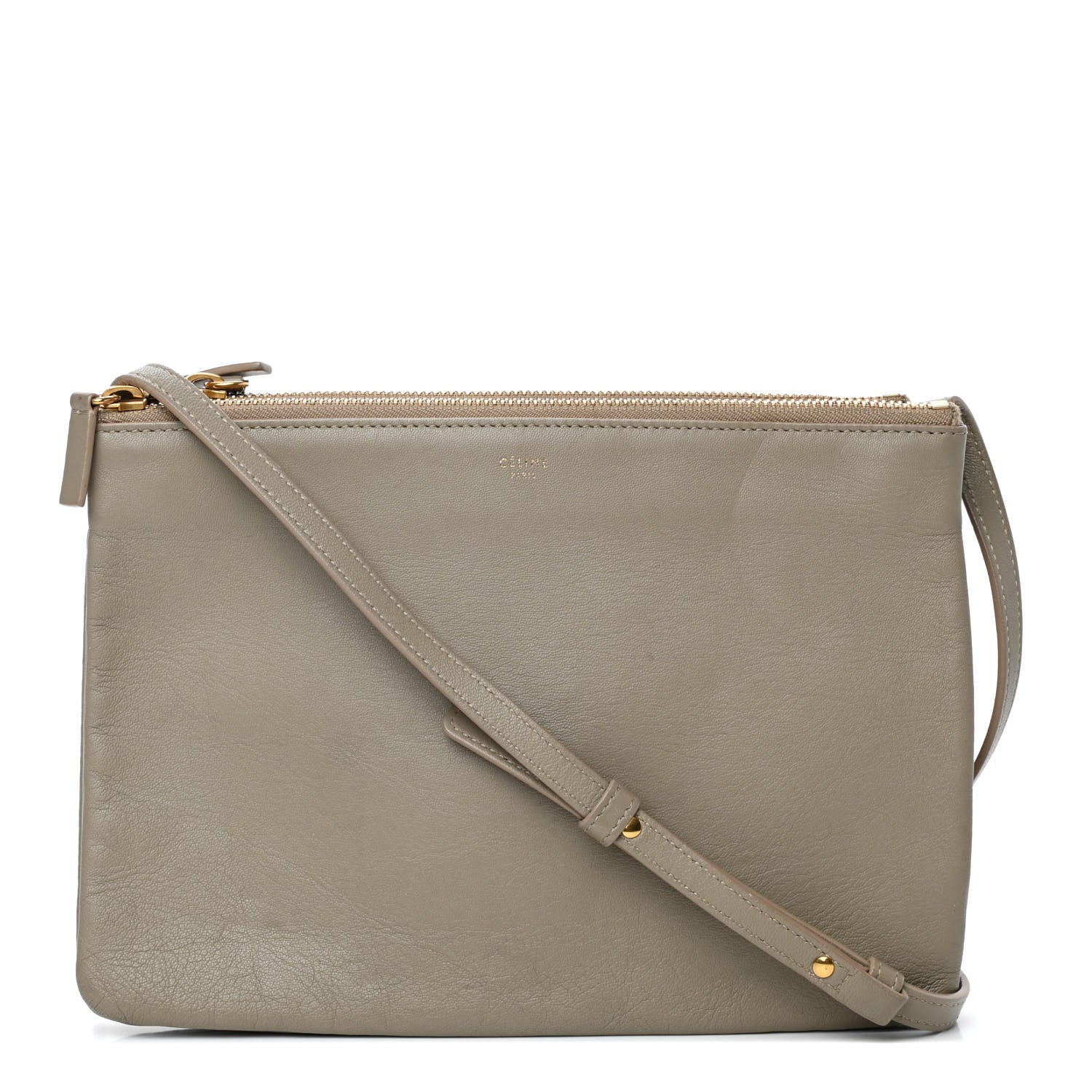 Celine Lambskin Large Trio Crossbody Bag Beige 1 of 4