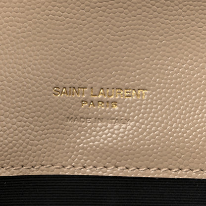 Saint Laurent Grain De Poudre Textured Mixed Matelasse Triquilt Monogram Clutch Dark Beige 7 of 7