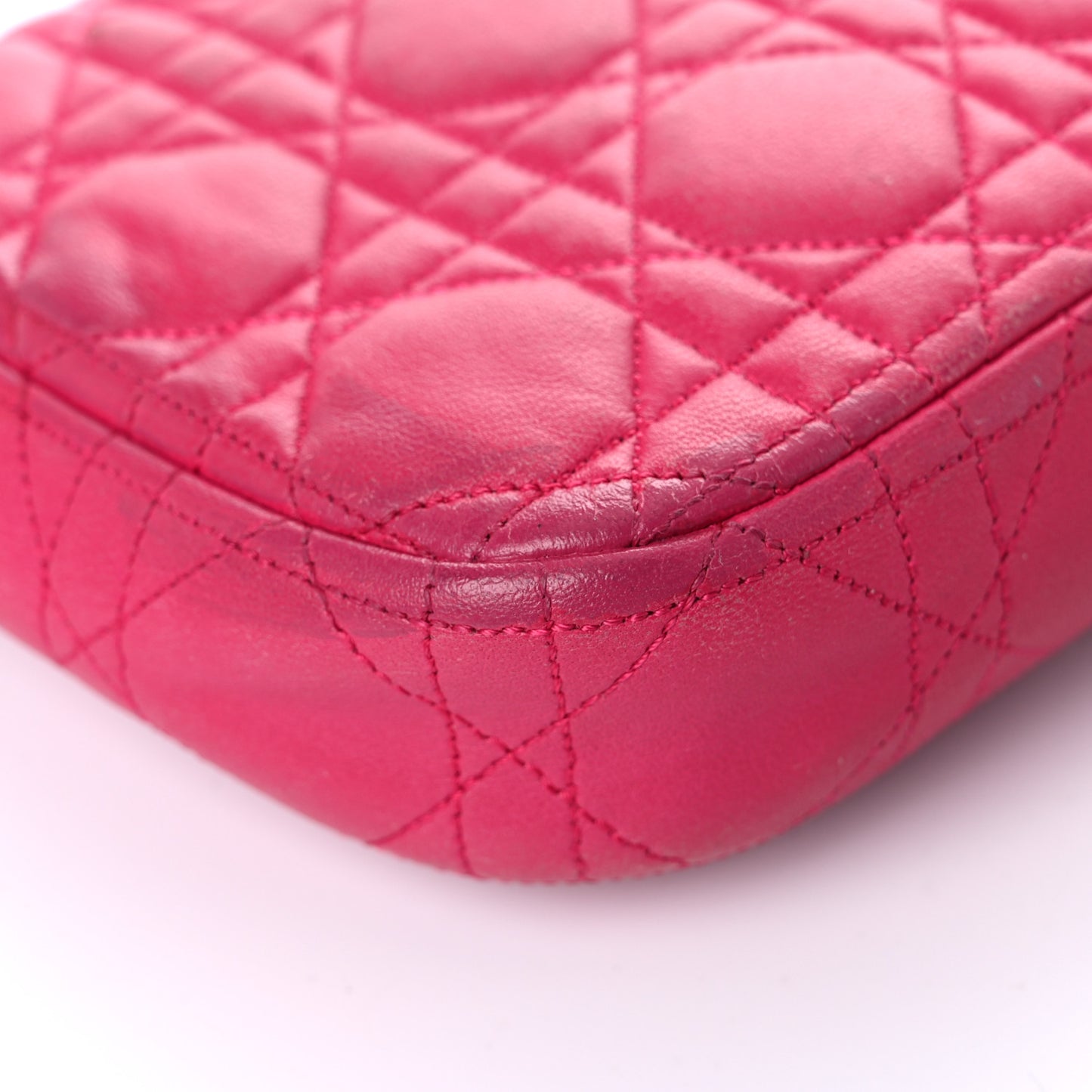 Lambskin Cannage Miss Dior Promenade Pouch Fuchsia